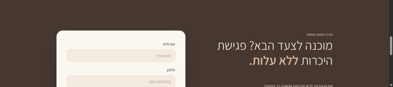 טופס הפנייה בדף הנחיתה